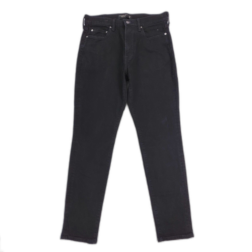 ABERCROMBIE Signature Stretch Athletic Slim Jeans Black Minimal Grunge Essential